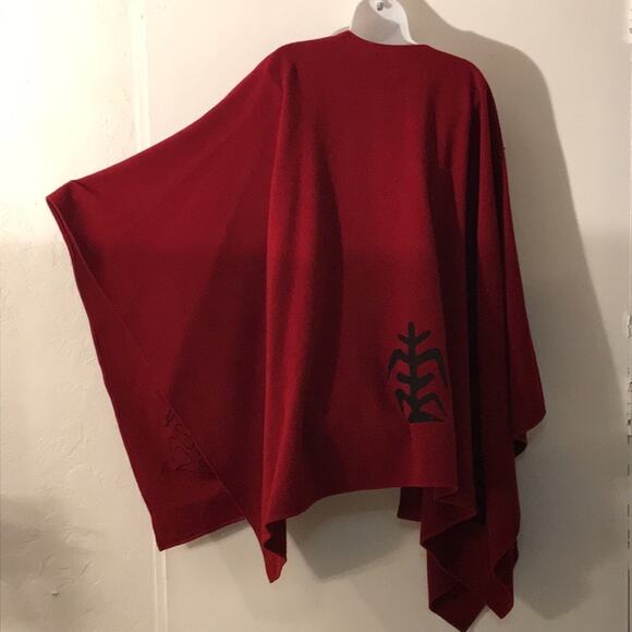 Tammy Beauvais Mohawk Nation Red Cashmere Wool Cape. OS - Picture 4 of 10